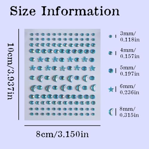 Blue Stars Face Gems Self-Adhesive Rhinestone Crystals for Festivals