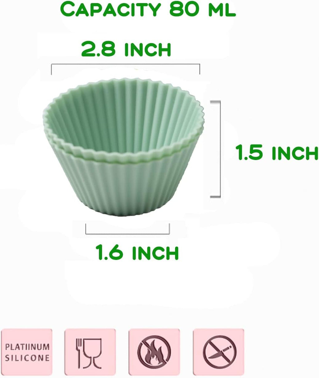 Skiennix Silicone Cupcake Liners - 16 Pack Reusable Muffin Cups | Dishwasher Safe Baking Molds