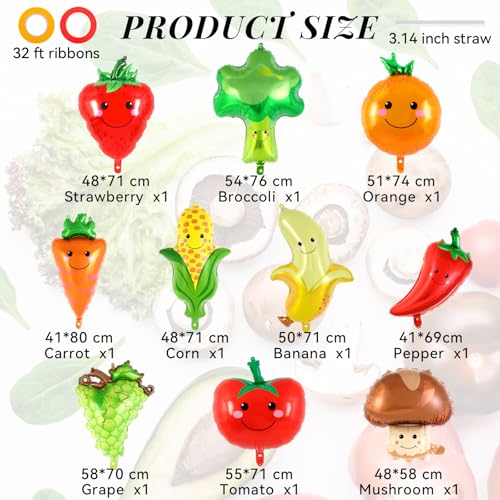 10 Pcs Fruit and Vegetable Foil Balloon Set for Party Decorations