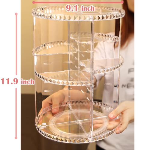 360-Degree Rotating Makeup Organizer with Adjustable Layers