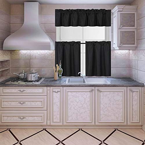 Gxi Blackout Kitchen Curtain Valance 52x18 Inch Rod Pocket Window Tier