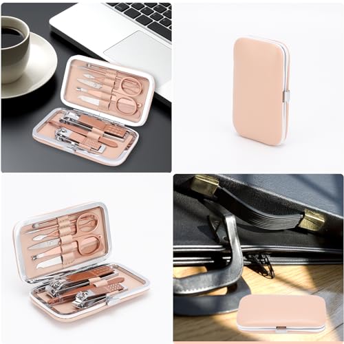 Kidoom 9-Piece Manicure Pedicure Kit & Professional Grooming Set in Rose Gold