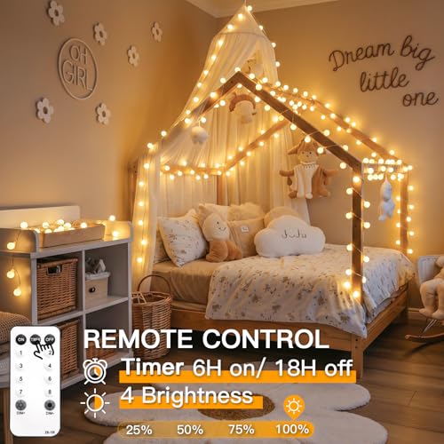 Connectable Globe String Lights - 132ft, 400 LEDs, Warm White, Remote Control, Waterproof
