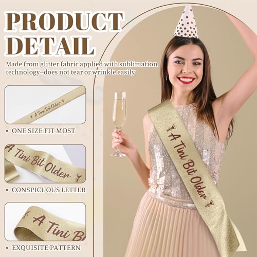 A Tini Bit Older Birthday Sash - Glitter Martini Theme Party Decor