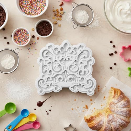 Baroque Scroll Lace Silicone Mold for Fondant Cake Decorating and DIY Crafts