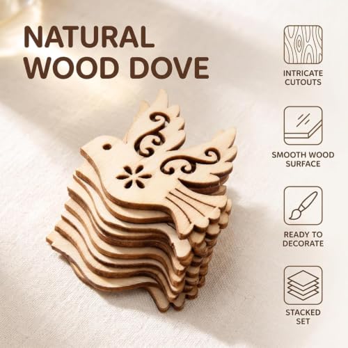 10Pcs Wooden Peace Dove Ornaments - Christmas Tree & Home Decor