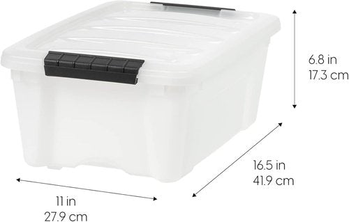 IRIS USA 13 QT Plastic Storage Box - BPA-Free, Durable Nestable Containers with Lids - 6 Pack, Pearl Color
