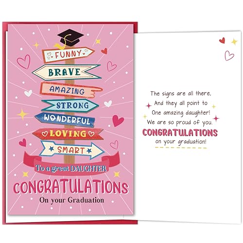 Funny Graduation Card for Daughter - Proud of You Gift from Mom and Dad