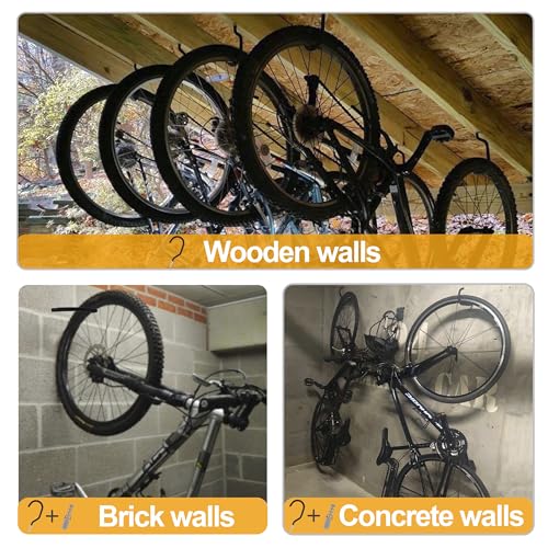 KURUI Heavy Duty Bicycle Wall Hooks - 6 Pack Bike Hangers