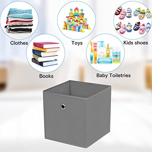 DABEACT Grey Fabric Storage Cubes - 11" Foldable Bins, Set of 3