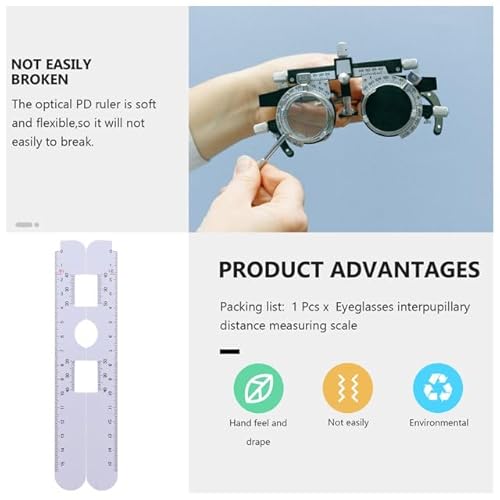 2Pcs White Pd Ruler Pupil Measurement Tool, Measuring Tool, Pupil Distance Meter Eye Ophthalmic, Distance Ruler, for Prescription Eyeglasses with Eye Care Tip