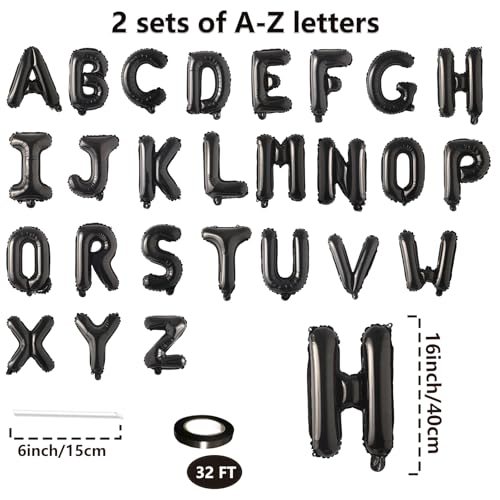 16-Inch Complete A-Z Letter Balloons Set - 52 Mylar Foil Balloons for Parties