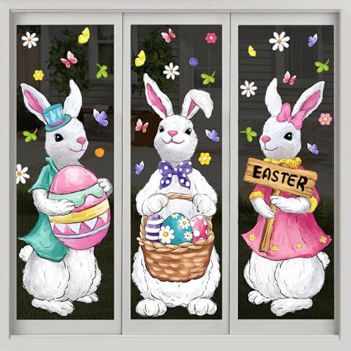 Easter Bunny Window Clings - 6 Large Decals for Spring Decor