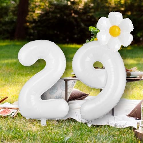 40-Inch White Number 9 Daisy Balloon Set for 9th Birthday Party