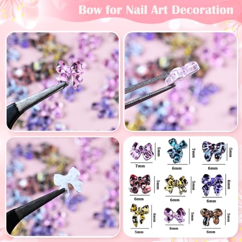 Clekspoye 3D Butterfly & Leopard Bow Nail Charms - 150Pcs Resin Art Jewels