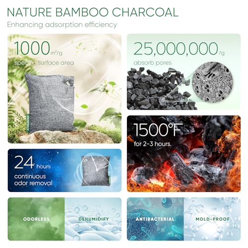 Innmily Activated Bamboo Charcoal Shoe Odor Absorbers, 6-Pack