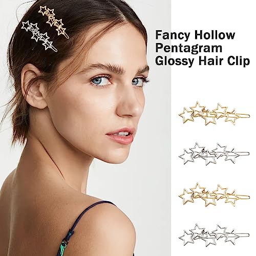 10-Piece Vintage Metal Star Hair Clips Non-Slip Hair Pins Gold Silver
