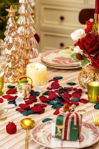 Christmas Red Artificial Flower Basket Set with Rose Petals & Flower Crown - Wedding Decor