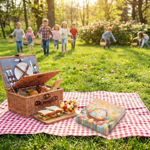 Easter Bunny & Eggs Paper Napkins - 50 Pcs Disposable Decor