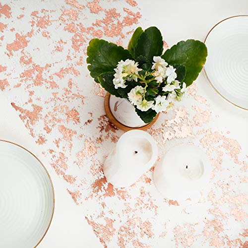 PapaKit Sparkle Metallic Rose Gold Thin Table Runner 11x84 - Pack of 2 for Holidays and Weddings