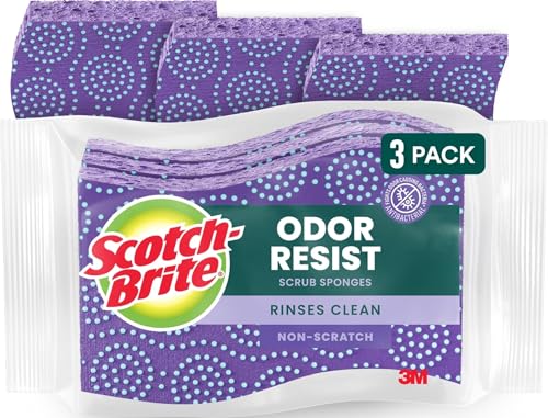 Scotch-Brite Non-Scratch Scrub Sponges, Kitchen Cleaning, 3 Pack