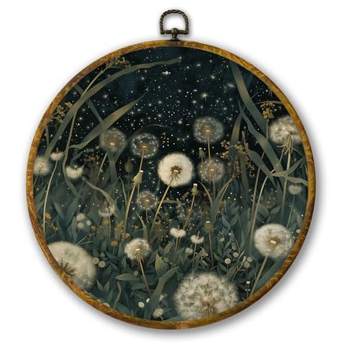 Moody Vintage Dandelion Floral Wall Art - 10x10 Framed Canvas Print