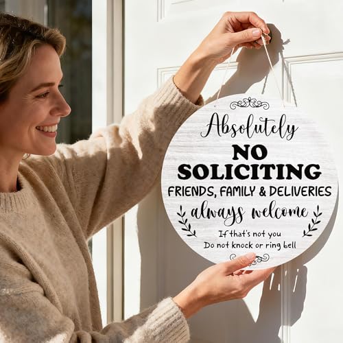 No Soliciting Wood Hanging Sign - Rustic Front Door Decor