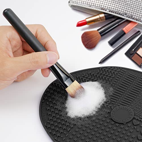 Ranphykx Silicone Makeup Brush Cleaner Mat with Suction Cups Black