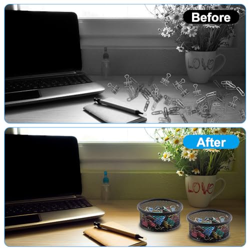 Quixleen 2-Piece Mesh Wire Desk Organizer for Paper Clips and Small Supplies