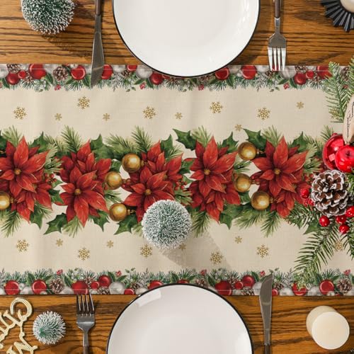 Christmas Table Runner 13x48 Inch Holiday Decor for Festive Dining