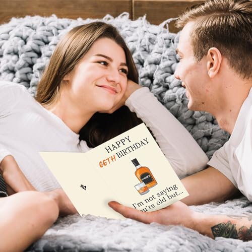Funny 66th Birthday Card - Whiskey Themed 66 Year Old Gift for Him Her