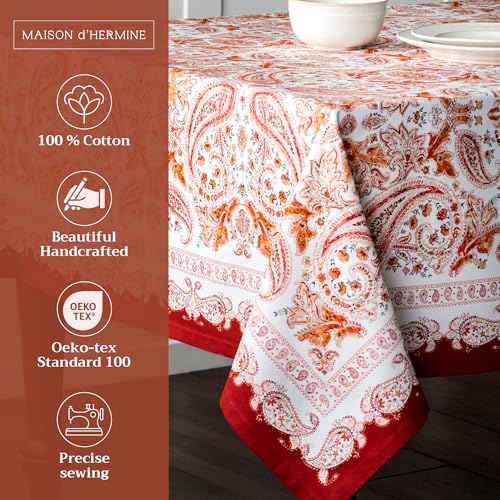 Orient Square Table Cloth 60x60 Inch Reusable Cotton Holiday Decor