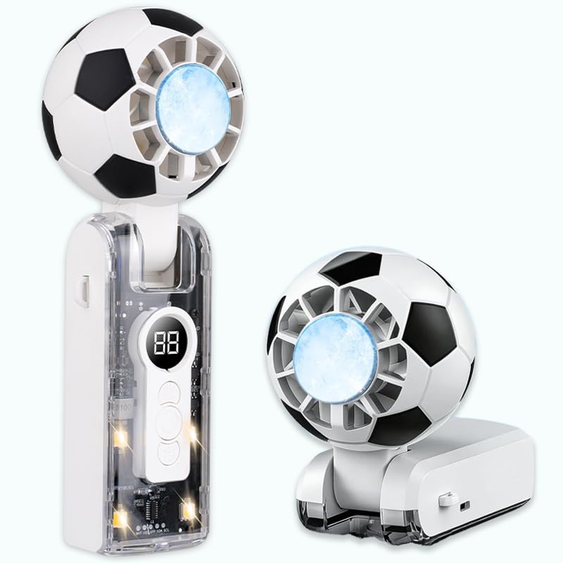 Portable Handheld Turbo Fan with Ice Cooling - 5-Speed, 180° Foldable, White