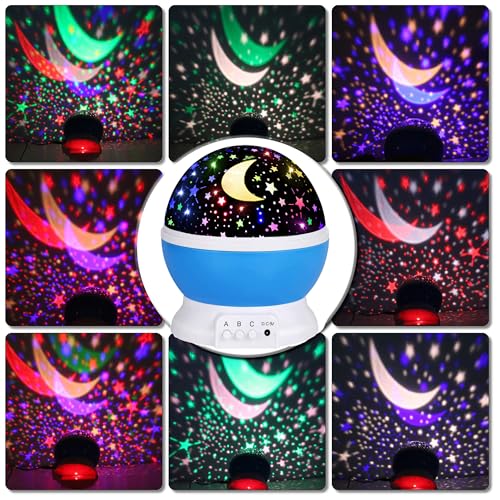 JKGIFTS Star Projector Night Light for Kids - Blue Galaxy Bedroom Lamp