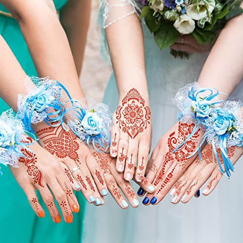 Henna Temporary Tattoo Stickers Brown Waterproof Hand Decals 6 Sheets
