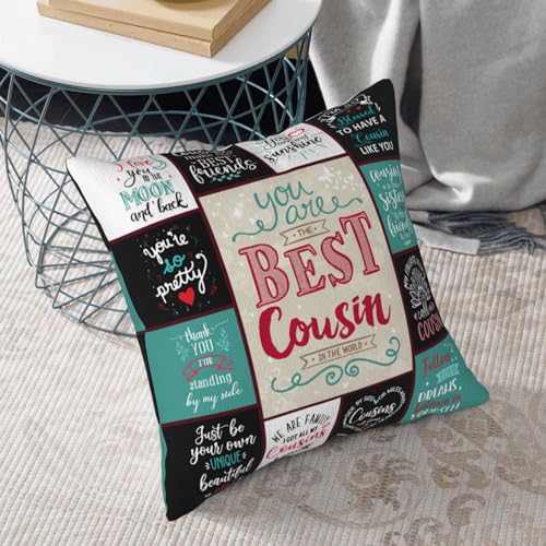 Cousin Gift Throw Pillow Cover 18x18 - Inspirational & Soft