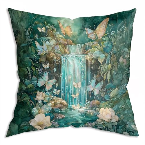 Butterfly Throw Pillow Cover 18x18 - Cotton Decorative Cushion