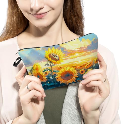 YULUENZE Sunflower Floral Makeup Bag Cute Cosmetic Pouch