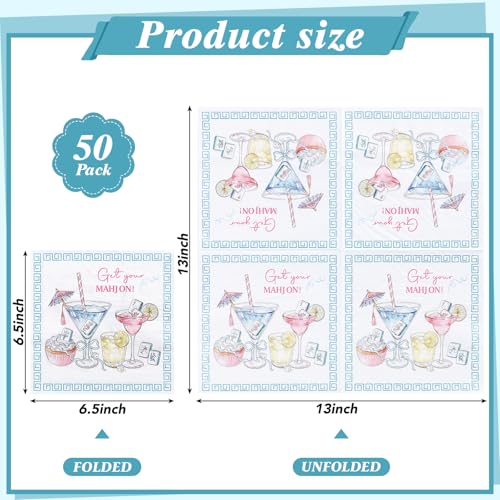 Mahjong Cocktail Napkins - 50 Pack, 6.5'' Mahjong Party Supplies