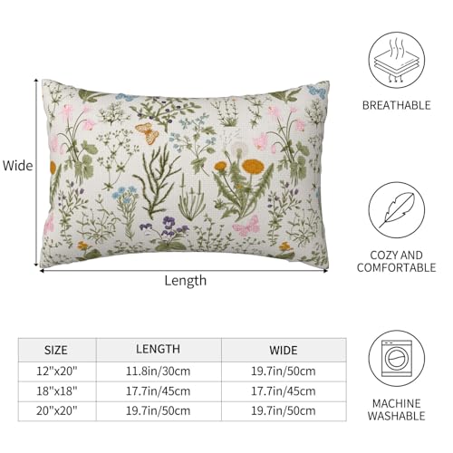 Spring Floral Lumbar Pillow Covers 12x20 (Pack of 2) - Sage Green