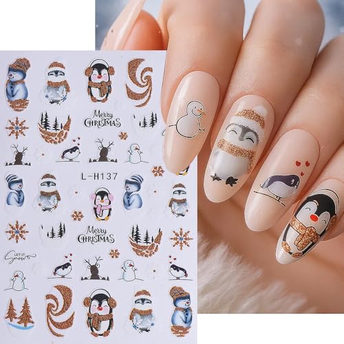 Christmas Nail Art Stickers 3D Self-Adhesive Winter Decals 6 Sheets