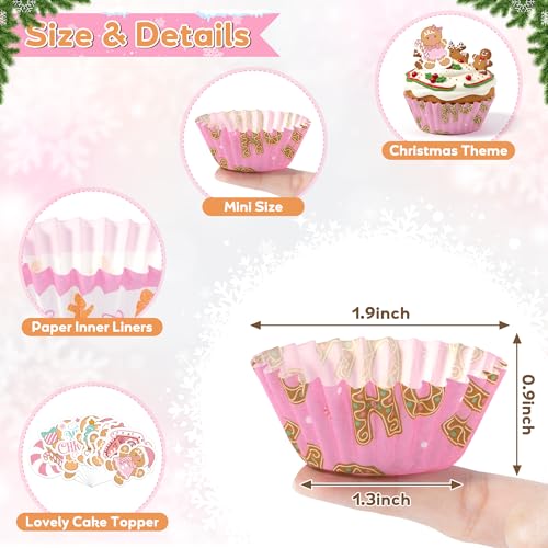 Christmas Mini Cupcake Liners with Gingerbread Man Toppers - 300pcs Baking Cups & Decorations