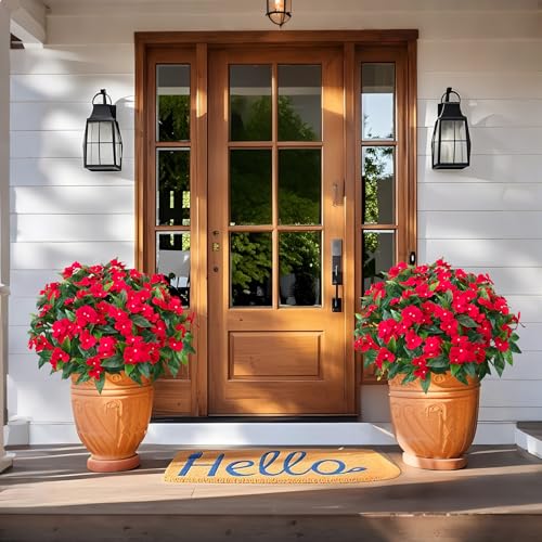 5 Pcs UV Resistant Artificial Impatiens Flowers for Outdoors