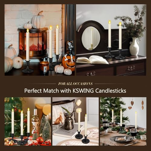 KSWING Short Black Metal Taper Candle Holders - Set of 2