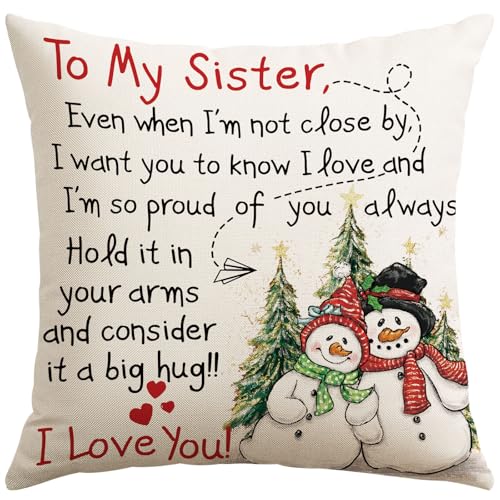 Artscope Sister Throw Pillow Cover 18x18 Inch Christmas Gift