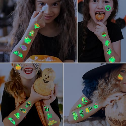 Halloween Glow in the Dark Temporary Tattoos for Kids 20 Pack