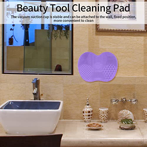 2 Pack Silicone Makeup Brush Cleaning Mat with Suction Cup Portable Pad