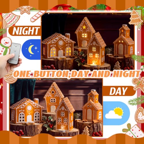 Christmas Village Ceramic Set with Gingerbread Houses & Mini Trees