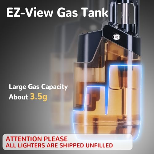 2 Pack Torch Lighter Mini Butane Multipurpose Utility Lighters with Wand Jet Flame Refillable Gas Lighters Pocket Lighter for Candle Camping BBQ Grill (Without Fuel) Assorted Colors