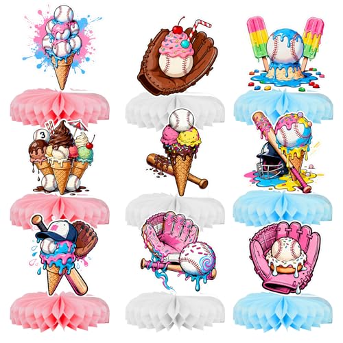 9-Piece Baseball Ice Cream Party Decorations Set for Kids